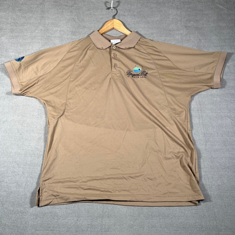 WearGuard Vineyard Golf White Lake Polo Shirt Mens L Tan Polyester